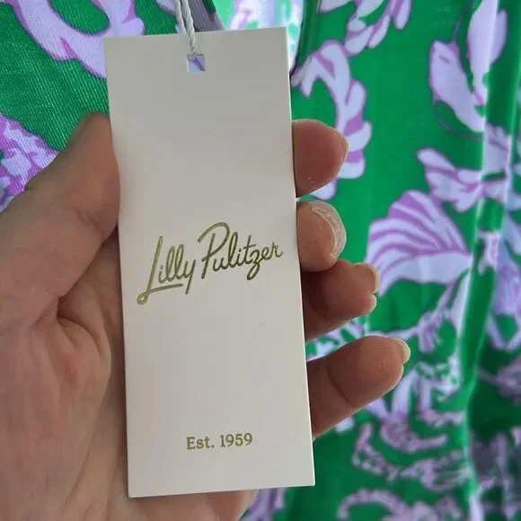 LILLY PULITZER Wyota Skirted Romper Brazilian Green Salty Sandbar. Large NWT - Picture 12 of 15